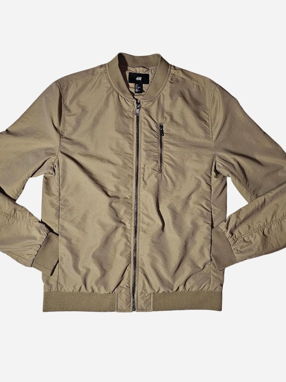 H&M Men's Bomber Jacket in Tan/Khaki